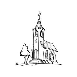Раскраска: церковь (Здания и Архитектура) #64345 - Бесплатные раскраски для печати