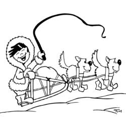 Раскраска: Собачьих упряжках (транспорт) #142626 - Бесплатные раскраски для печати