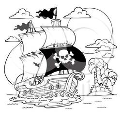 Раскраска: Пиратский корабль (транспорт) #138411 - Бесплатные раскраски для печати
