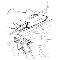 Раскраска: Военный самолет (транспорт) #141164 - Бесплатные раскраски для печати